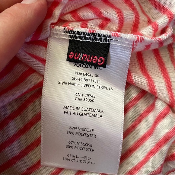 NWT Volcom Pink & White Long Sleeve Shirt - Picture 4 of 8